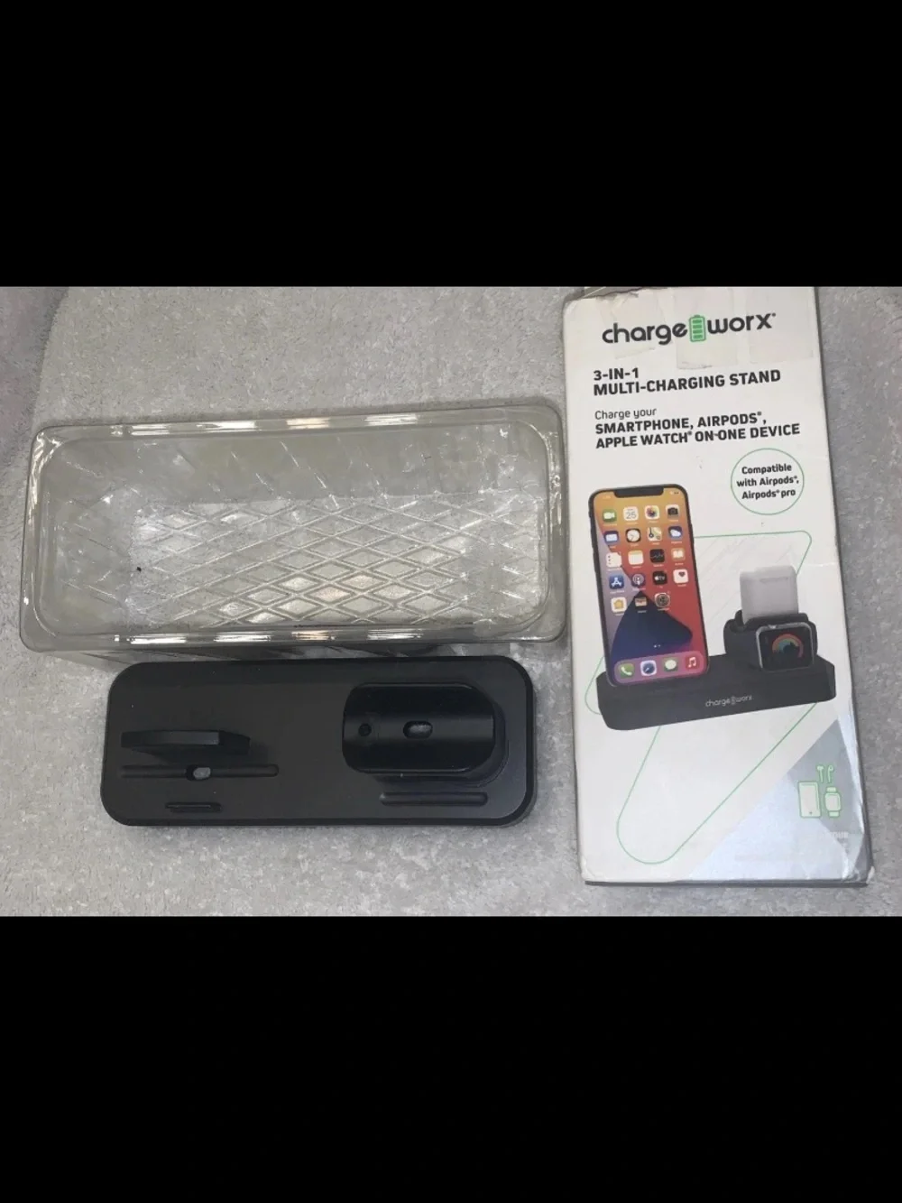 🇺🇸 NEW Charge Worx 3-in-1 Multi-Charging Stand Apple iPhone Smart Watch Airpod